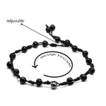 Anti Swelling Black Obsidian Hematite Set Of 3 Anklet (Hand Knotted)