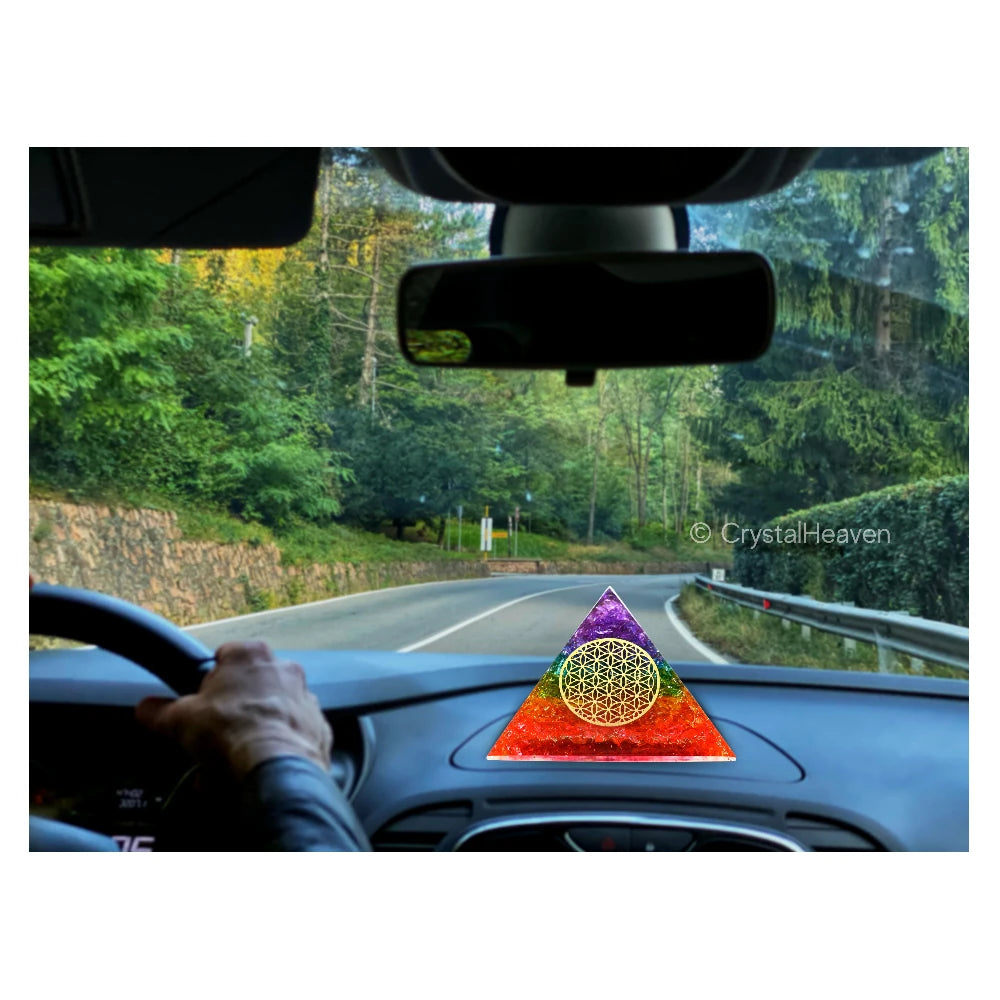 7 Chakra Crystal Orgone Pyramid for Car - 70 mm