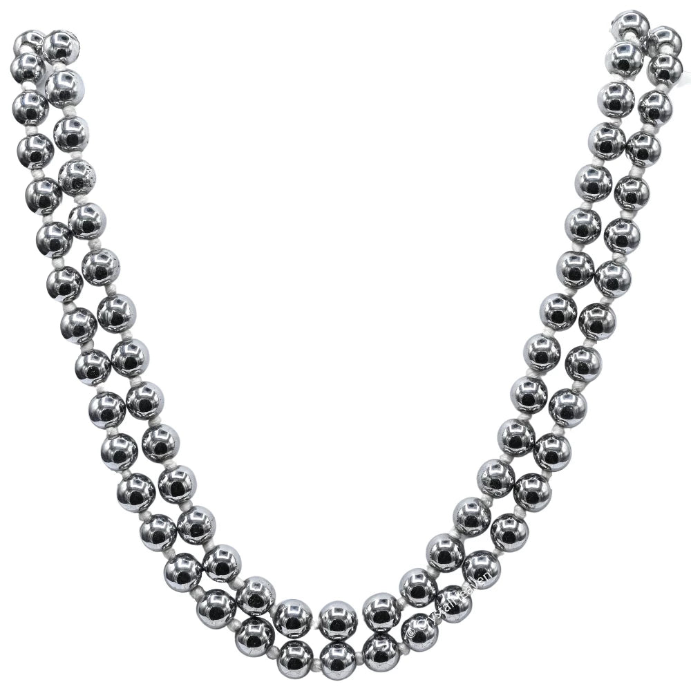 Silver Hematite Japa Mala (Hand Knotted)