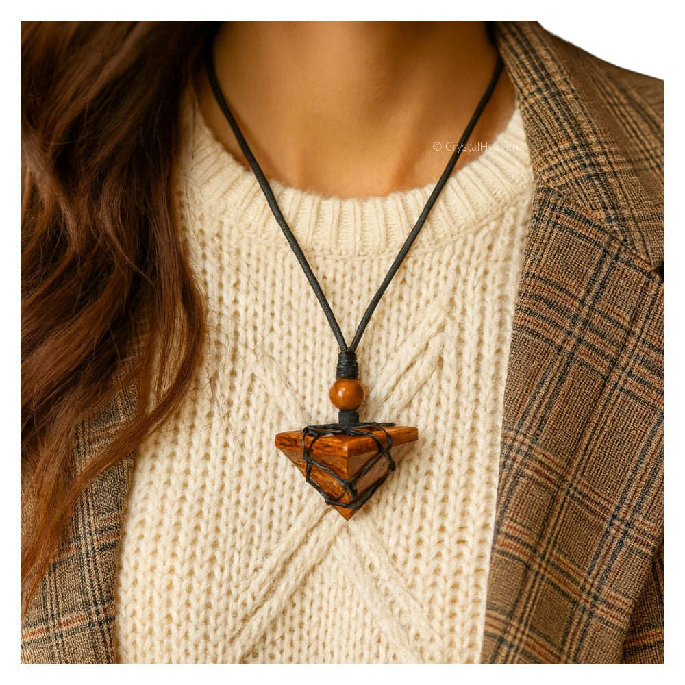 Mariyam Jasper Pyramid Macrame Pendant Necklace