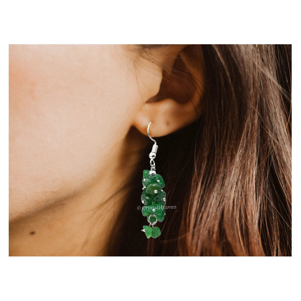 Green Aventurine Crystal Earrings (Gold)