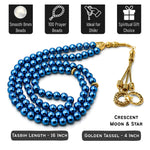 Blue Hematite Crystal Tasbih (Gold)