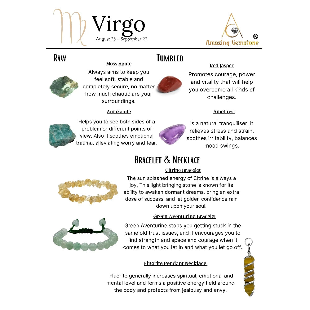Virgo Healing Crystals and Stones Premium Set