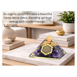 Amethyst Orgone Pyramid (Lotus Flower Of Life)