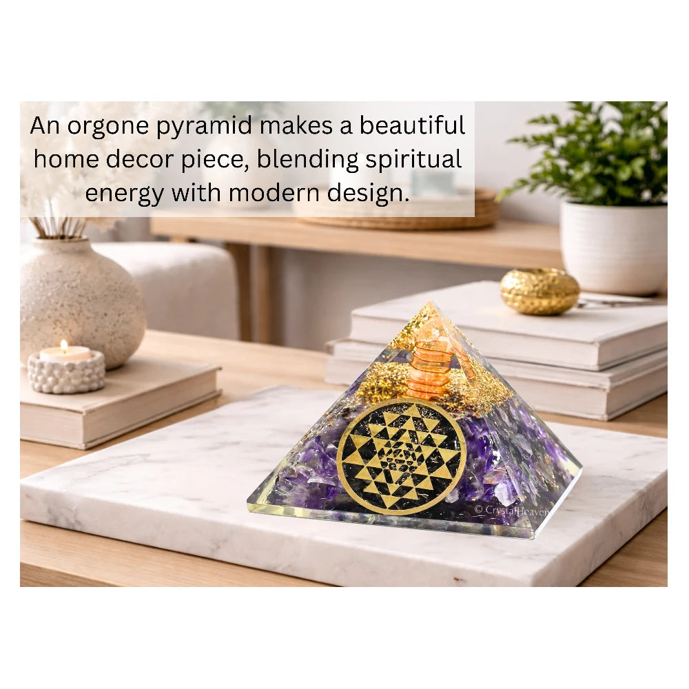 Amethyst Orgone Pyramid (Round shriyantra)