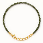 Green Cats Eye Bracelets - 2mm Faceted Beads (Gold)