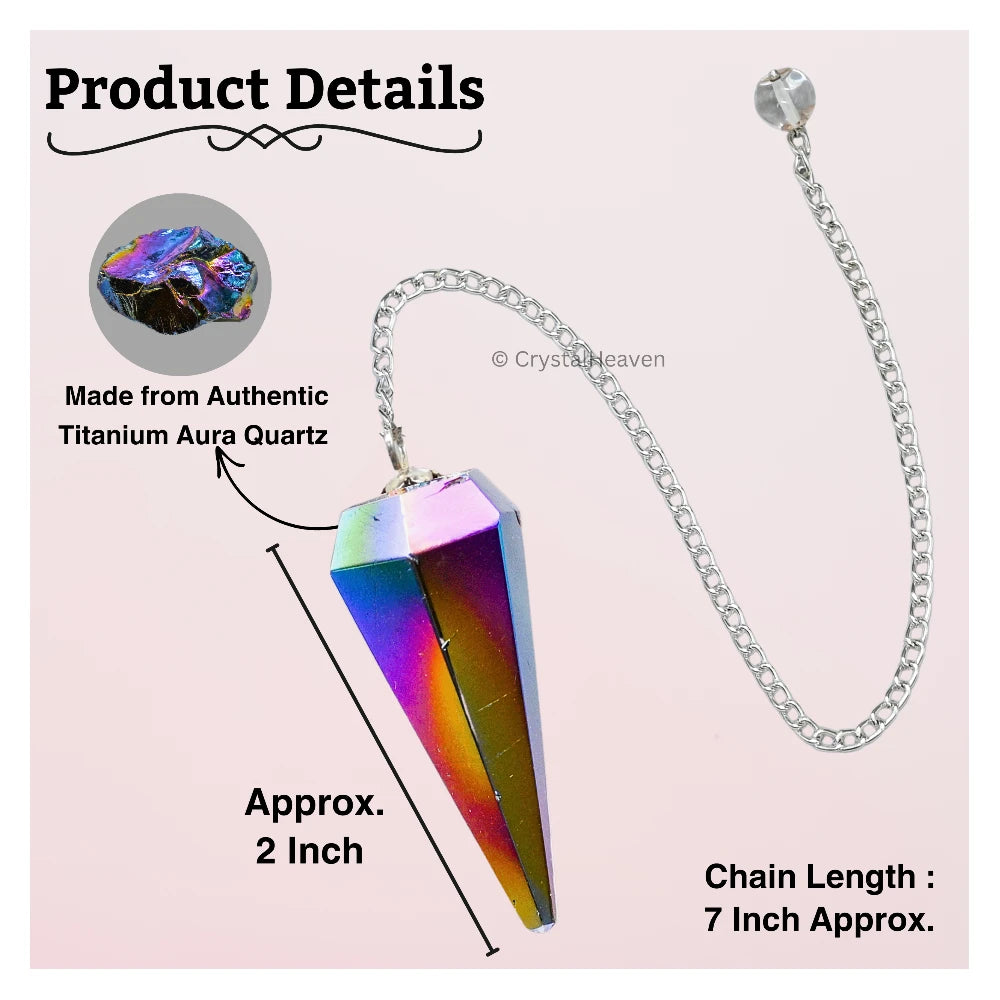 Titanium Aura Quartz Pendulum