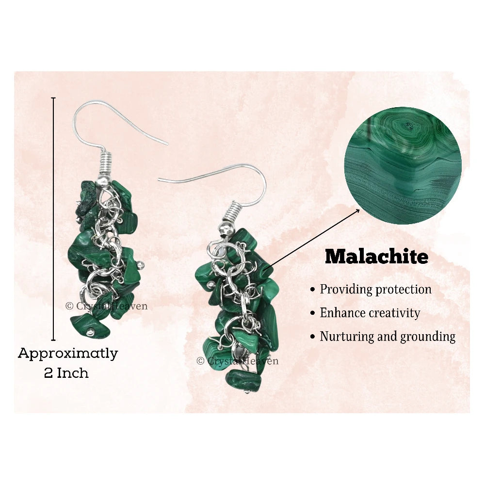 Malachite Crystal Earrings (Silver)