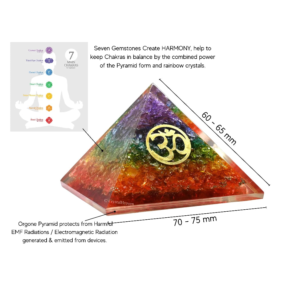 7 Chakra Onyx Orgone Pyramid (Samll OM)