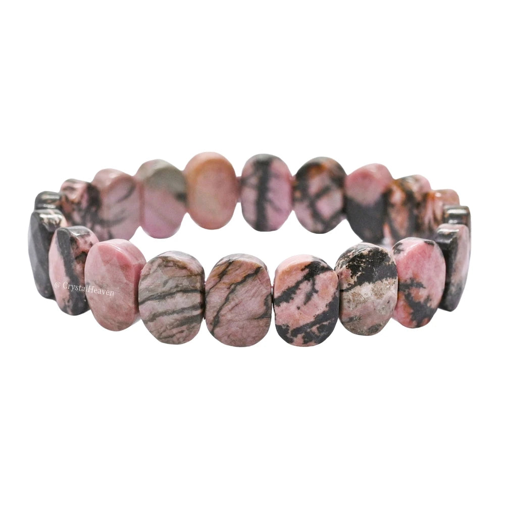 Rhodonite Faceted Beads Bracelet - Oval Stone