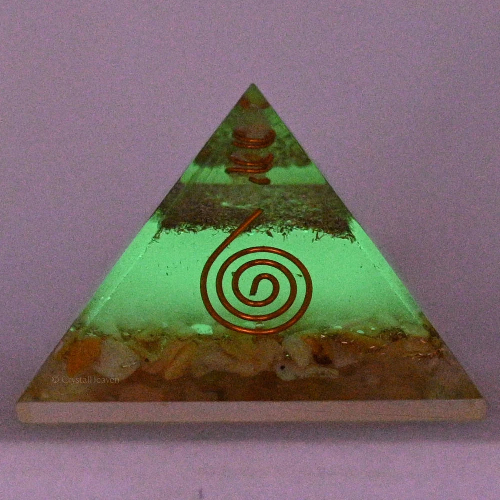 Yellow Jasper Orgone Pyramid - Glow In Dark