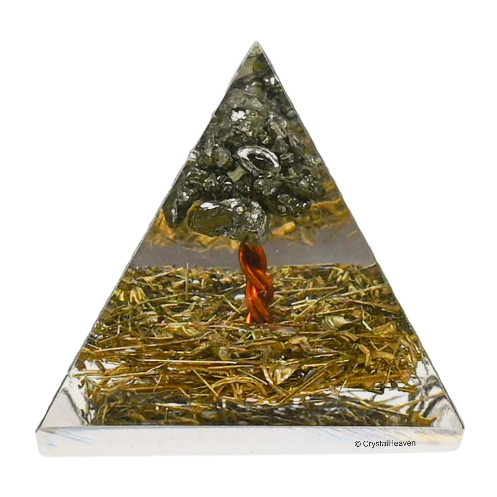 Copper Flakes with Pyrite Tree Orgone Pyramid - 30mm