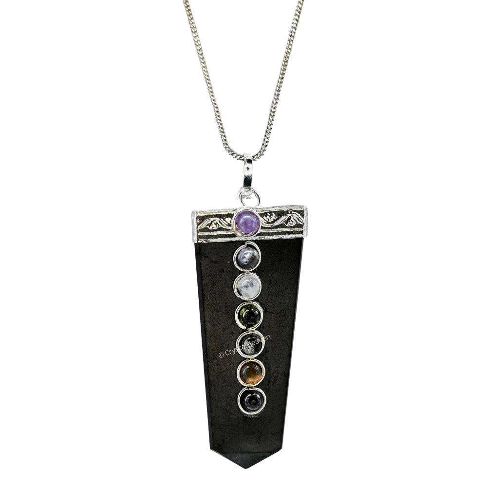 Shungite Necklace - Flat Pencil (Chakra)