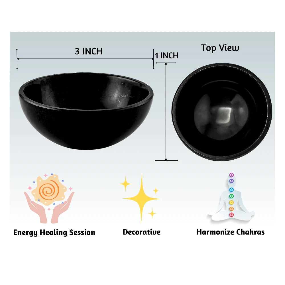 Black Tourmaline Crystal Bowl - 3 Inch