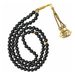 Black Obsidian Crystal Tasbih (Gold)