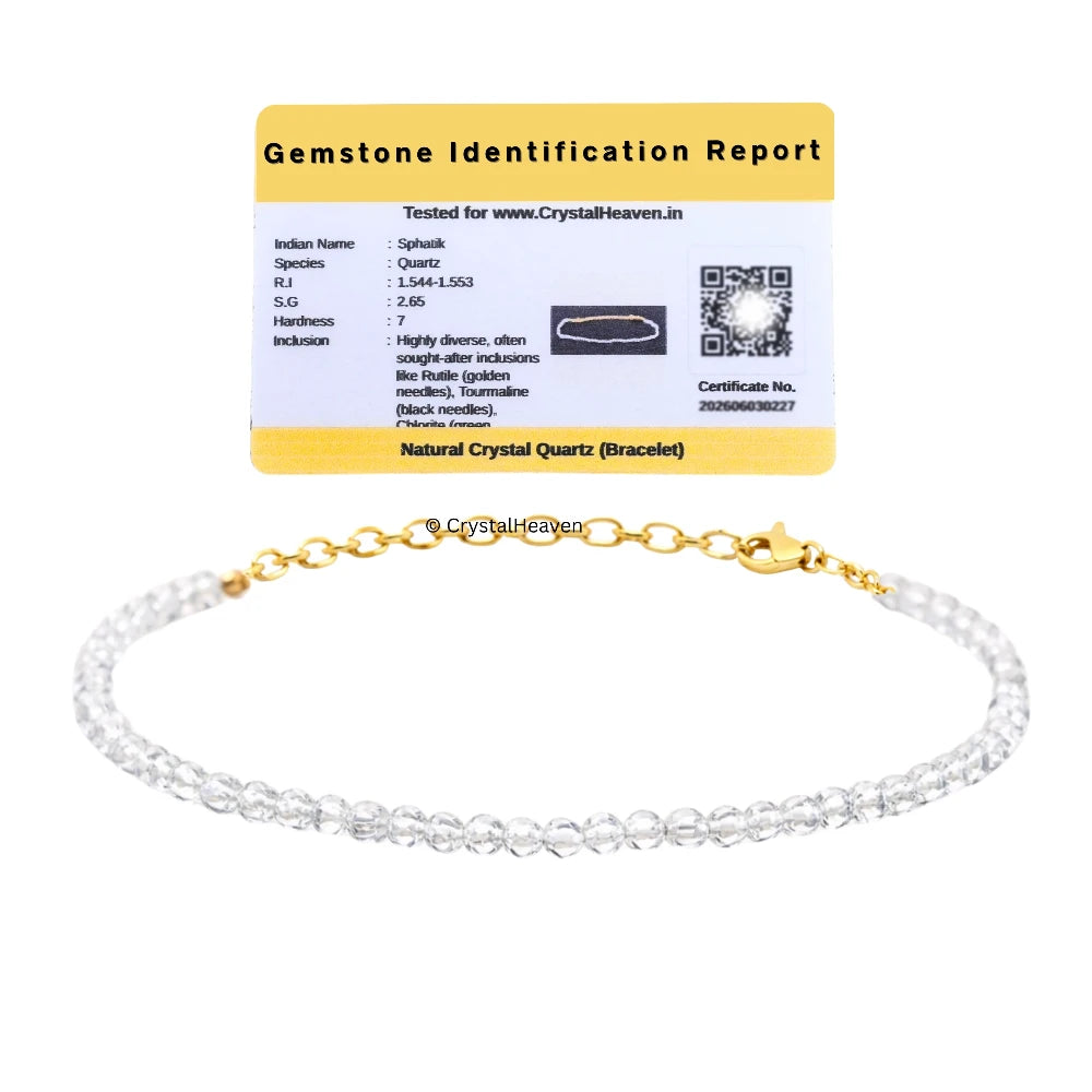 Clear Quartz Bracelets - 2mm Faceted Beads (Gold)