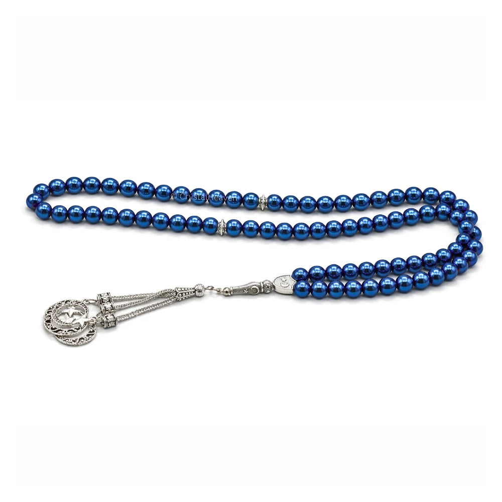 Blue Hematite Crystal Tasbih (Silver)