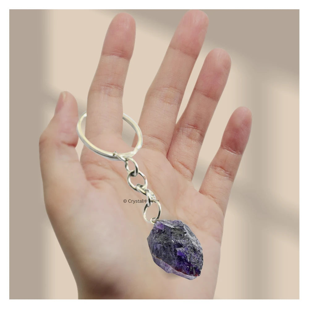 Amethyst Crystal Keychain (Raw)