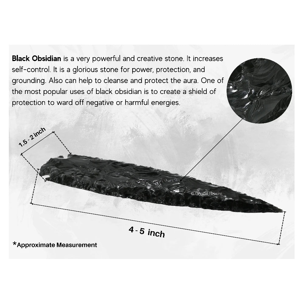 Black Obsidian Arrowhead - 4" to 5"