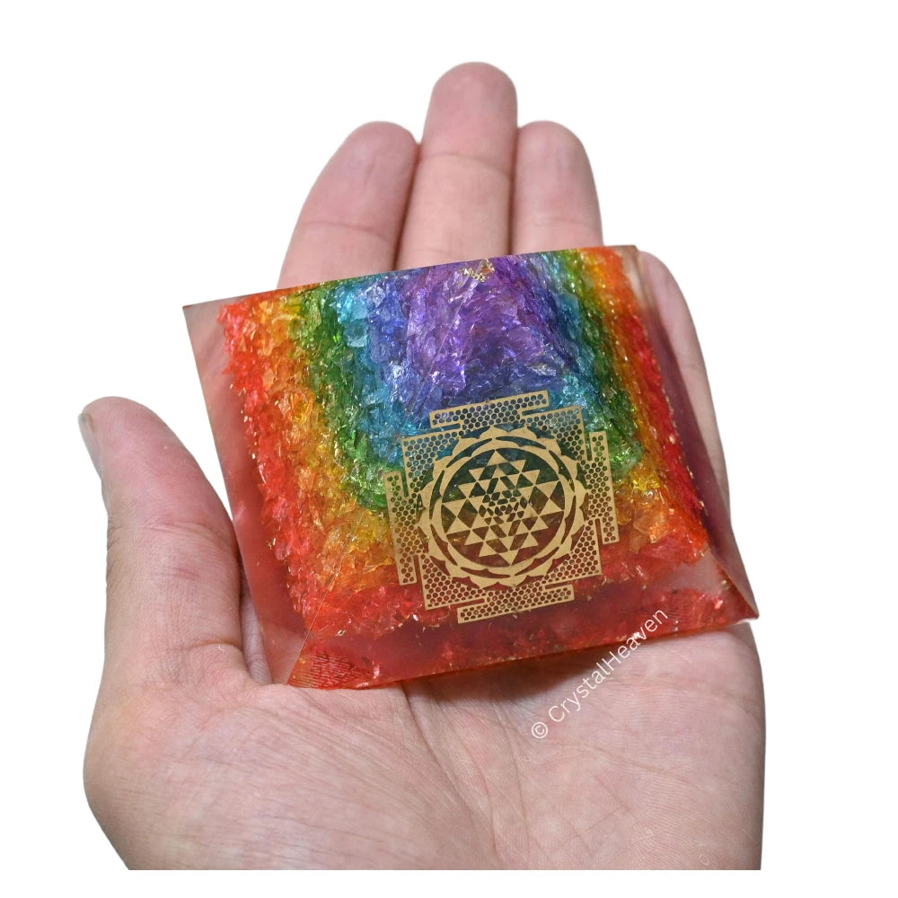 7 Chakra Onyx Orgone Pyramid (Shriyantra)