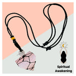 Rose Quartz Pyramid Macrame Pendant Necklace