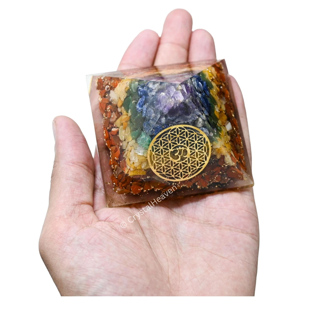 7 Chakra Orgone Pyramid (OM Flower Of Life)