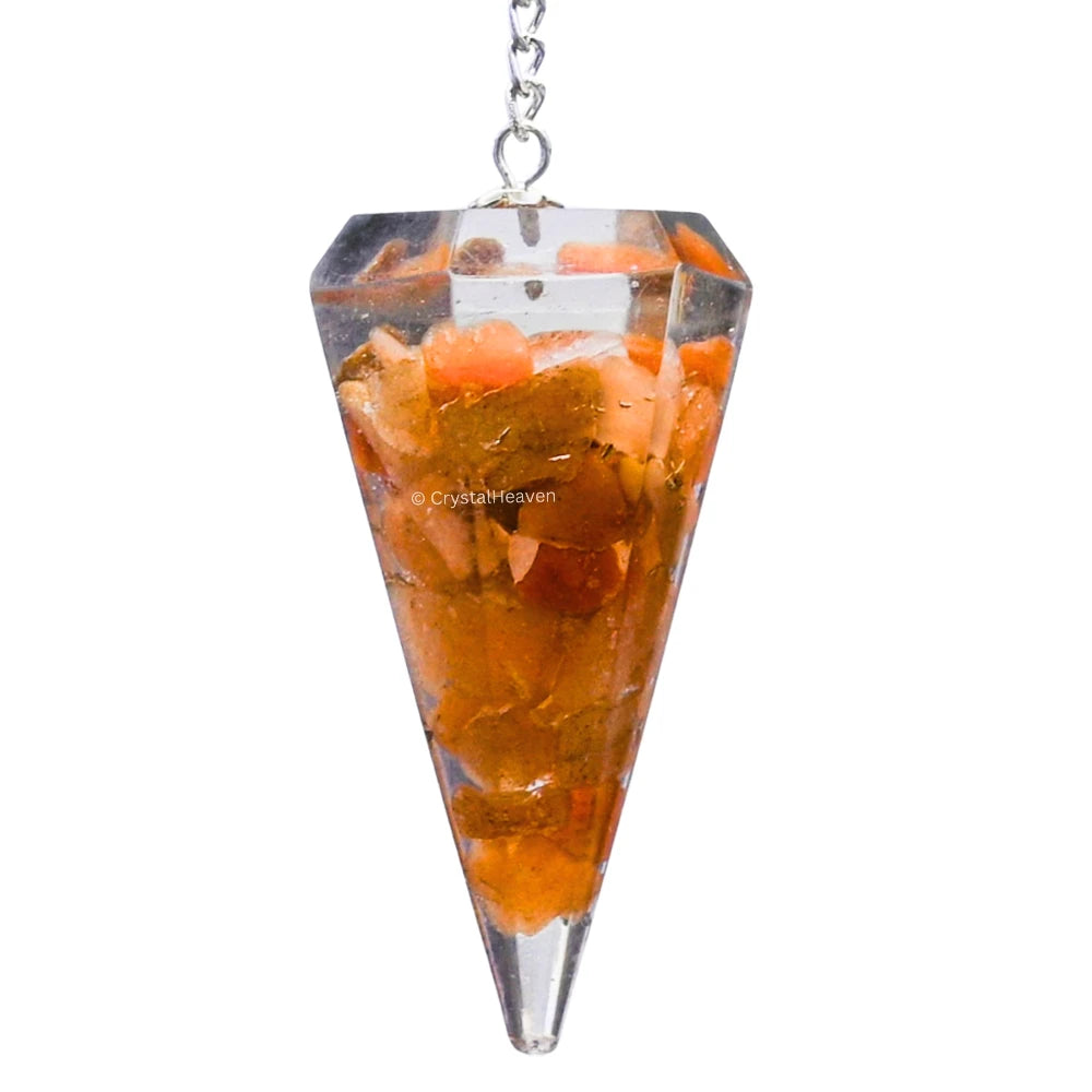 Red Aventurine Crystal Orgone Pendulum