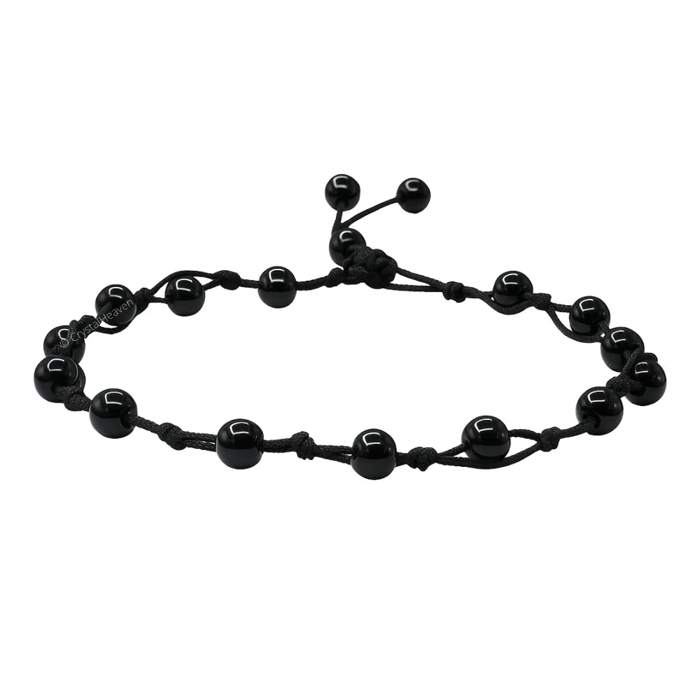Black Obsidian Anklet (Hand Knotted)