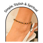 Yellow Cats Eye Anklet (Hand Knotted)