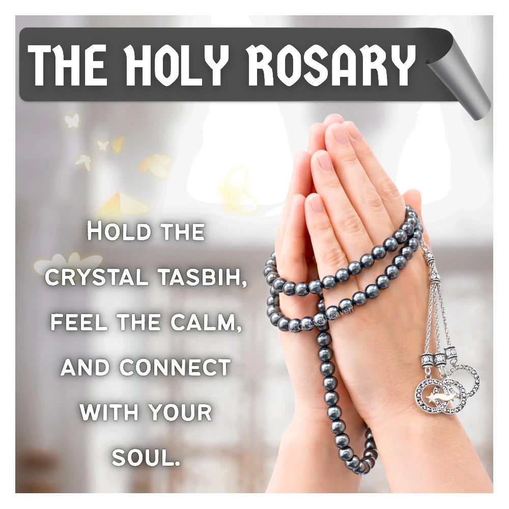Hematite Crystal Tasbih (Silver)