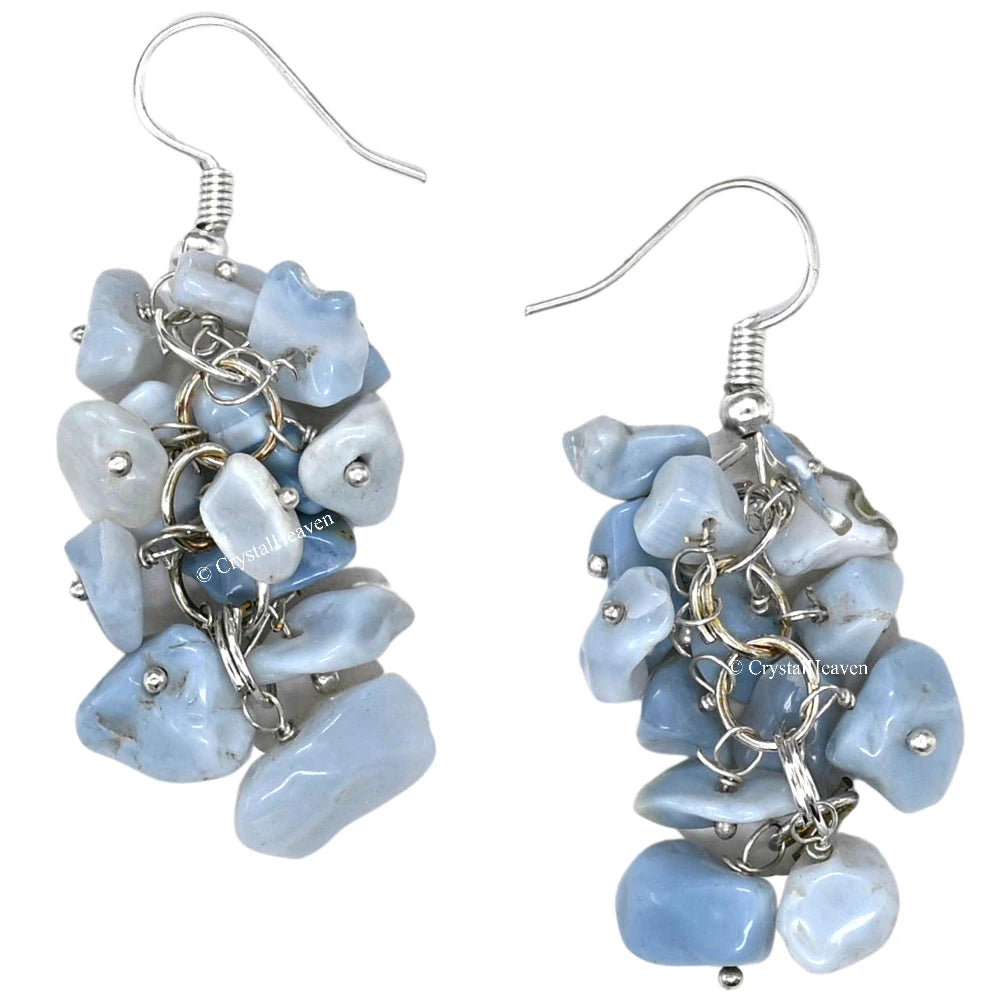 Blue Opal Crystal Earrings (Silver)