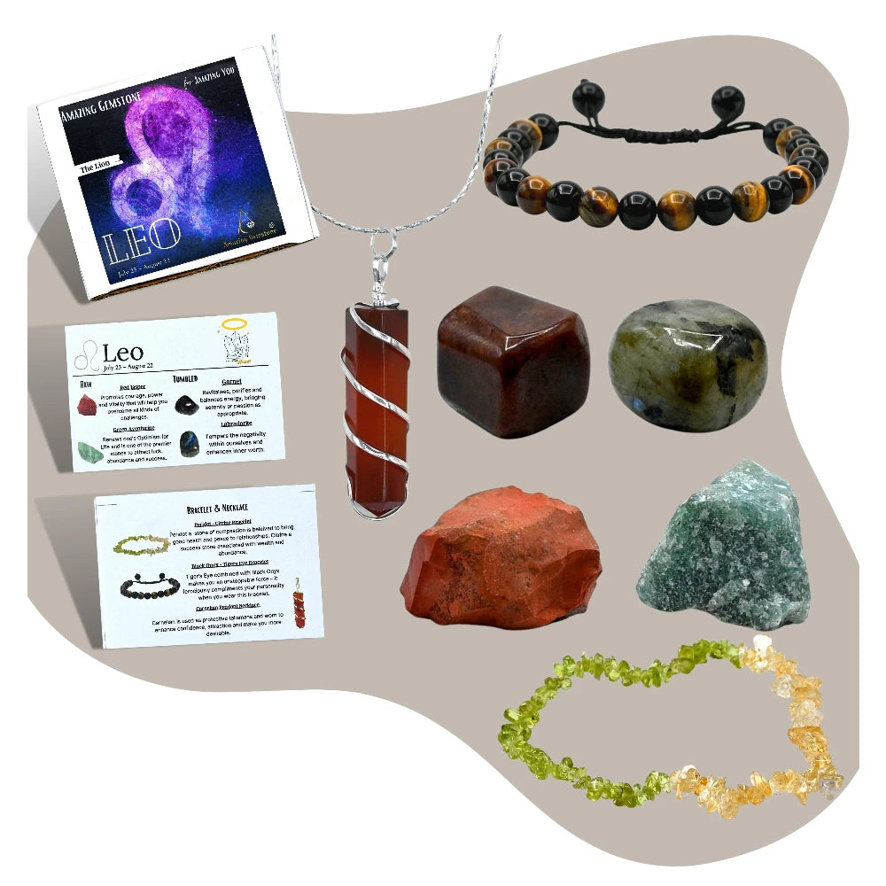 Leo Healing Crystals and Stones Premium Set