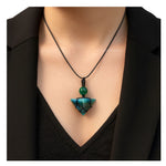 Moss Agate Pyramid Macrame Pendant Necklace