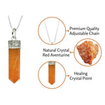 Red Aventurine Necklace - Pencil Point (Silver)