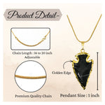 Black Obsidian Arrow Head Pendant - Gold Plated