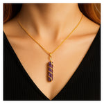 Lepidolite Necklace - Spiral Pencil Point (Gold)