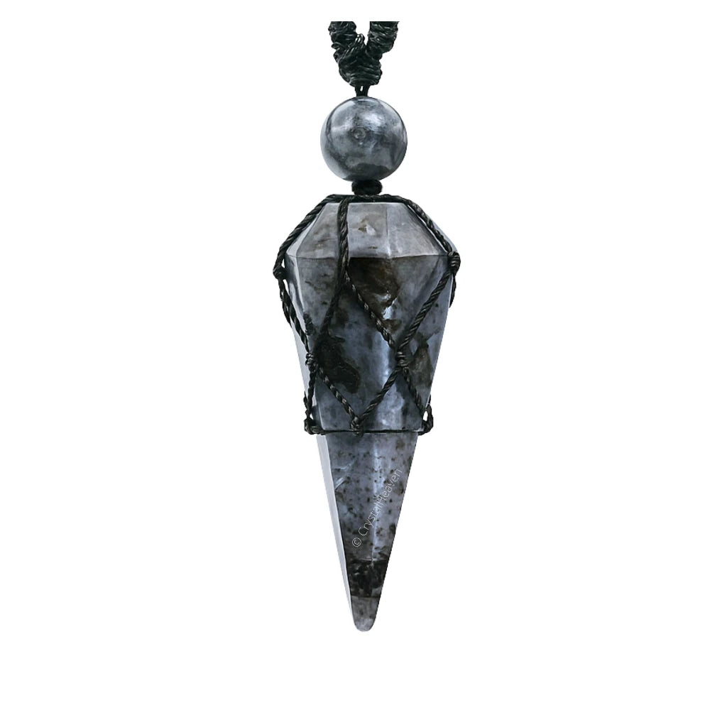 Larvikite Pendulum Pendant Necklace (Macrame)