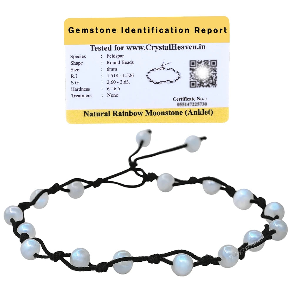 Rainbow Moonstone Anklet (Hand Knotted)