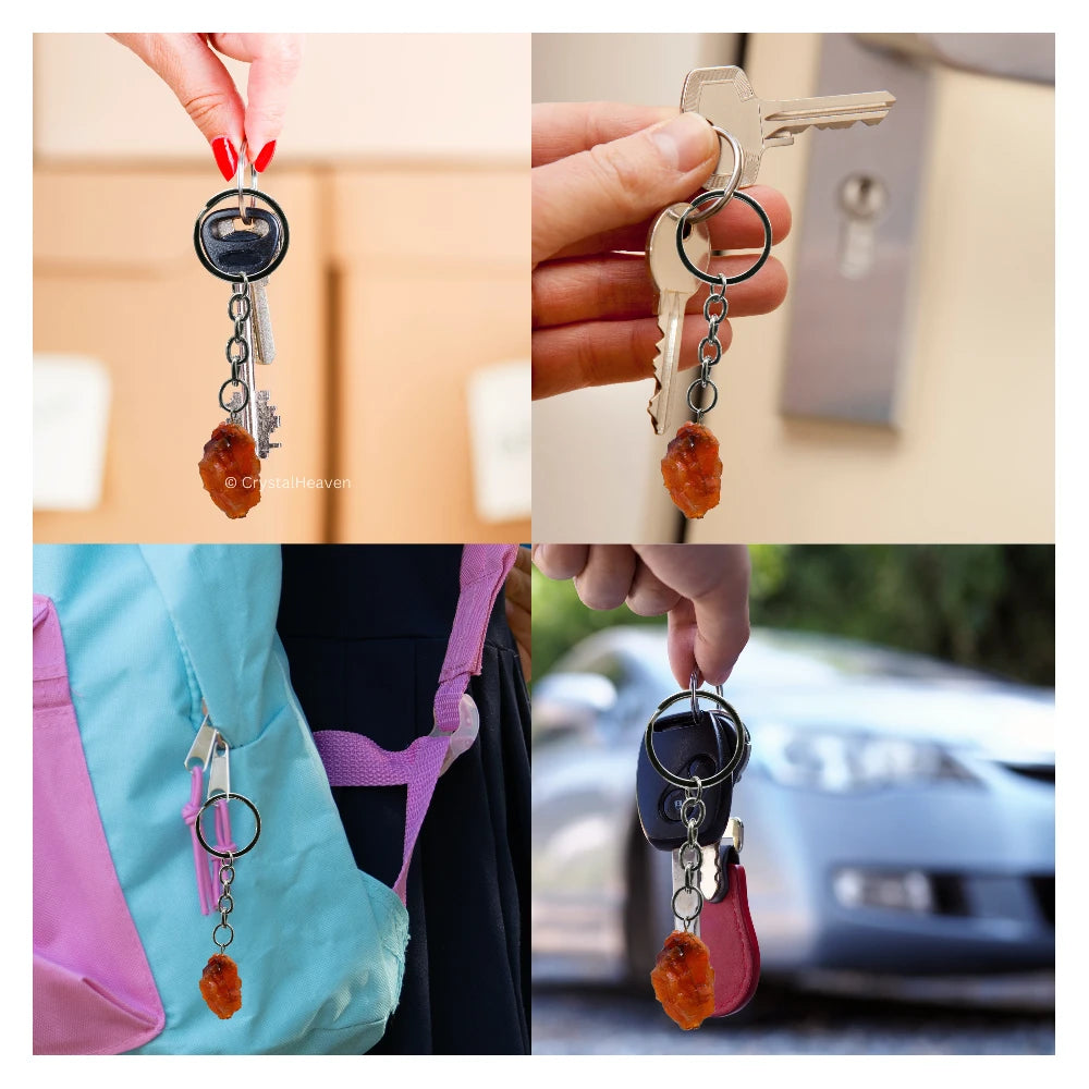 Carnelian Crystal Keychain (Raw)