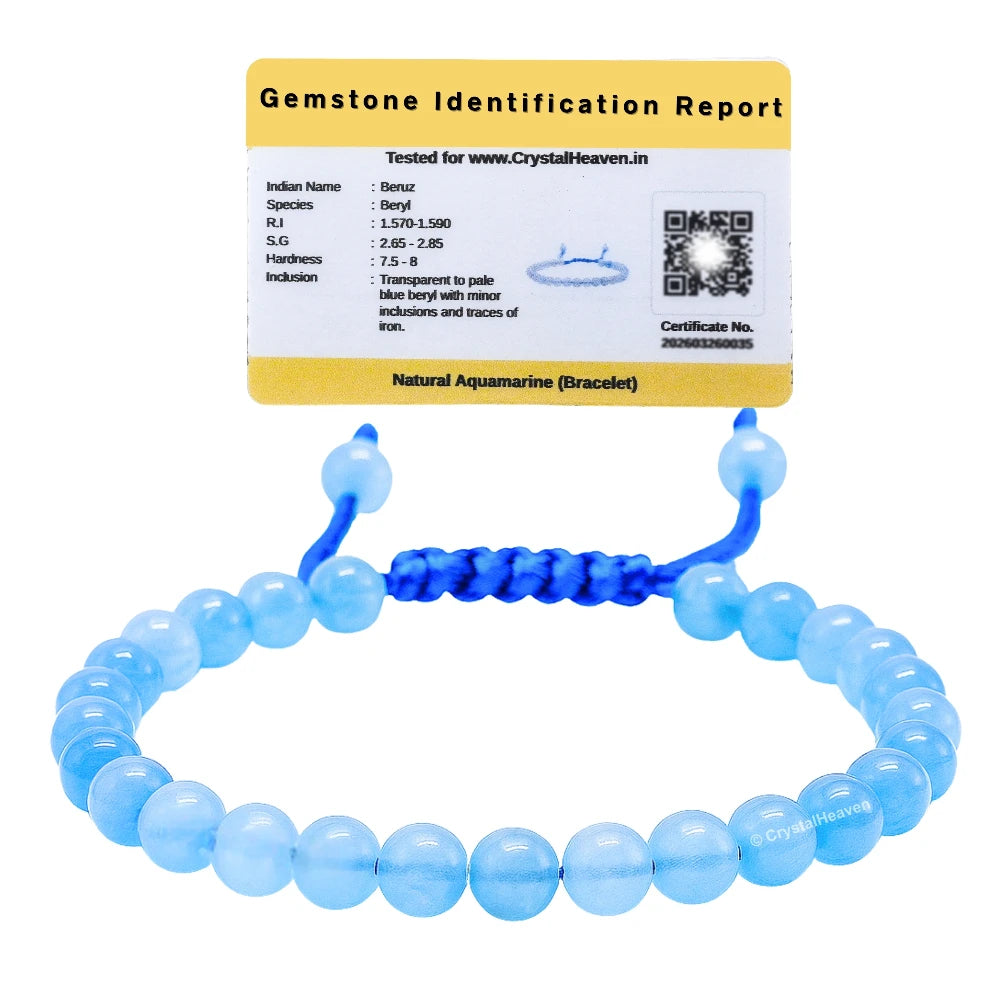 Aquamarine Healing Crystal Bracelets - 6mm Beads (Adjustable)