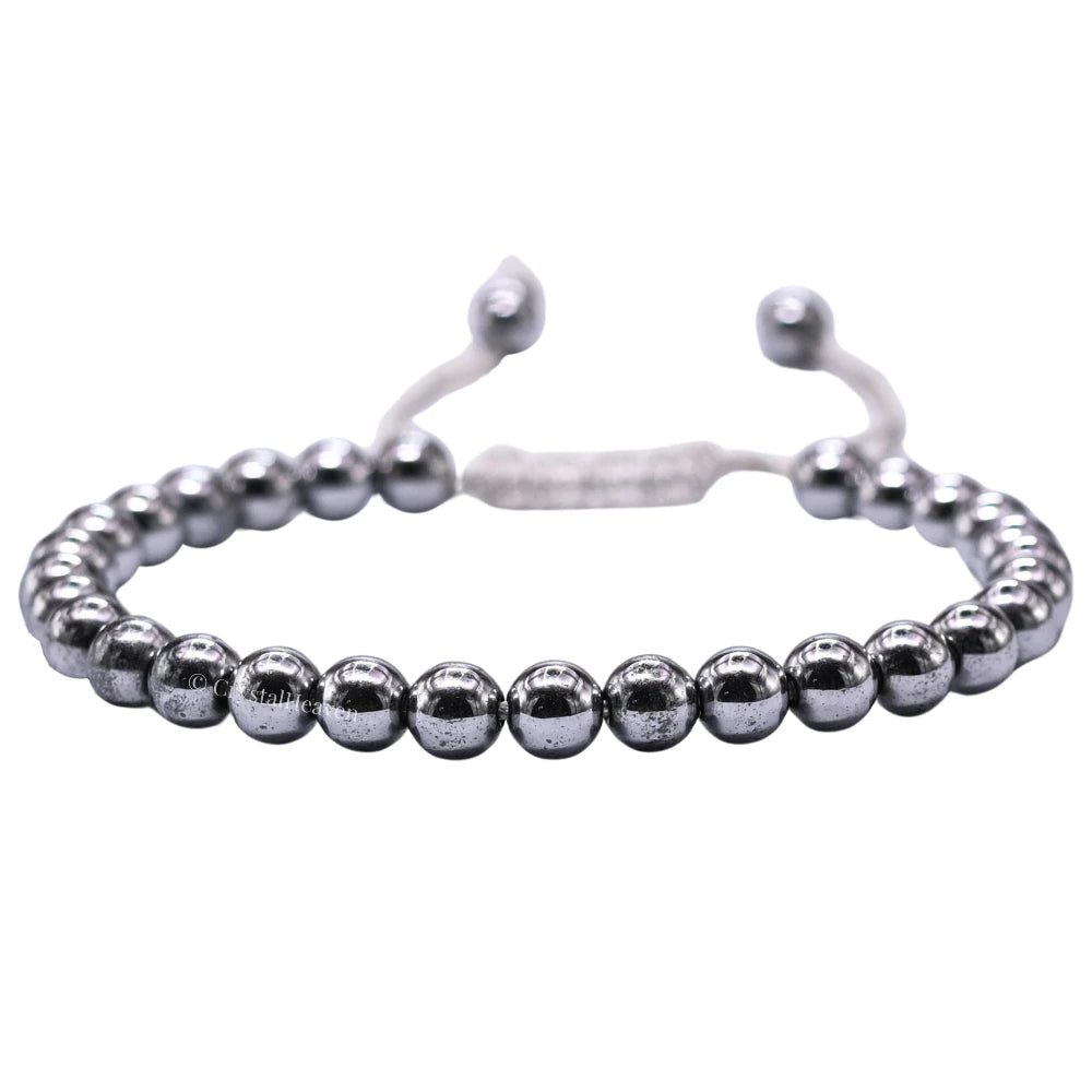 Silver Hematite Healing Crystal Bracelets - 6mm Beads (Adjustable)
