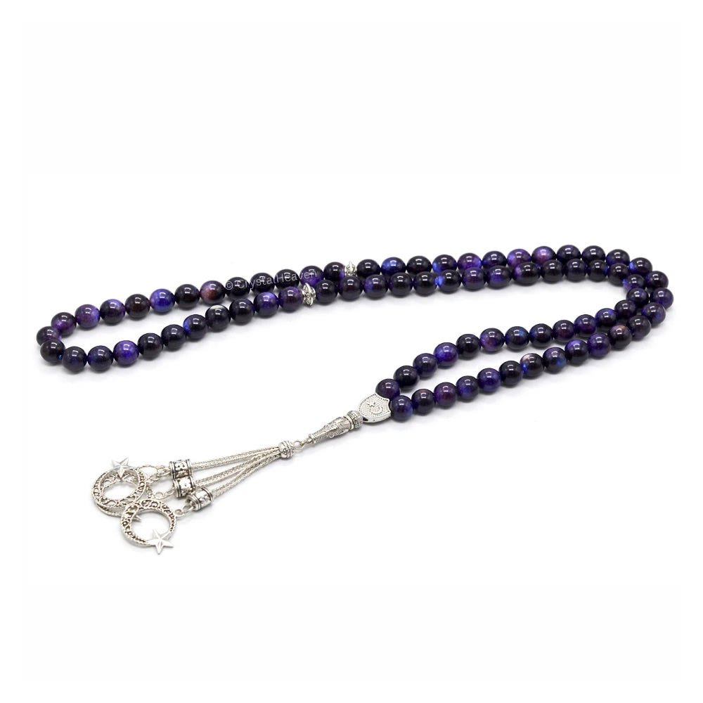 Purple Tiger Eye Crystal Tasbih (Silver)