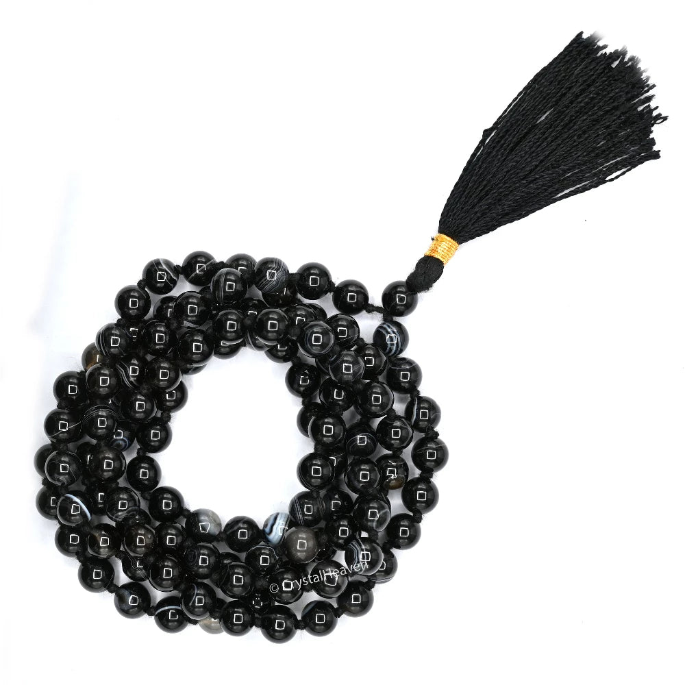 Black Sulemani Hakik Japa Mala (Hand Knotted)