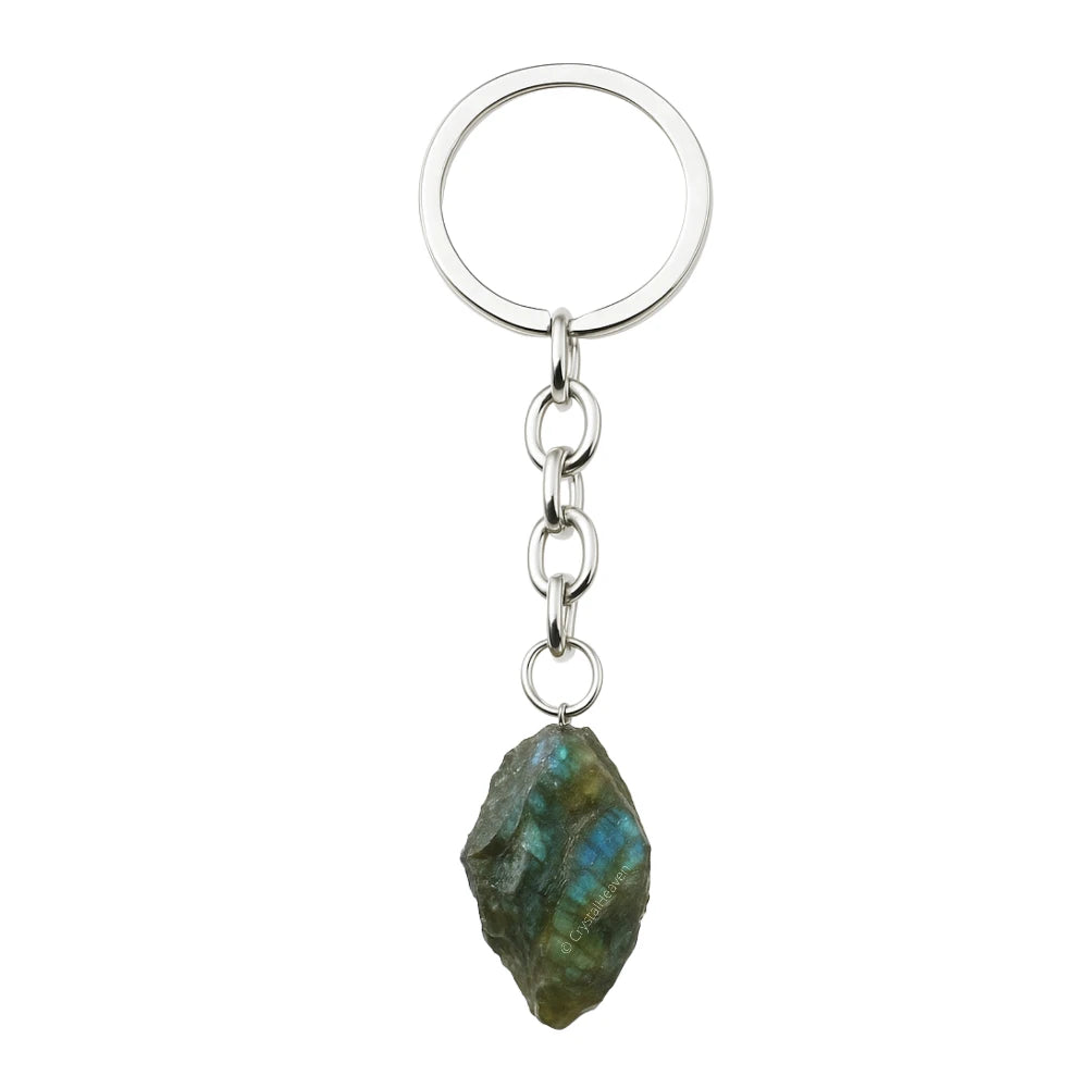 Labradorite Crystal Keychain (Raw)
