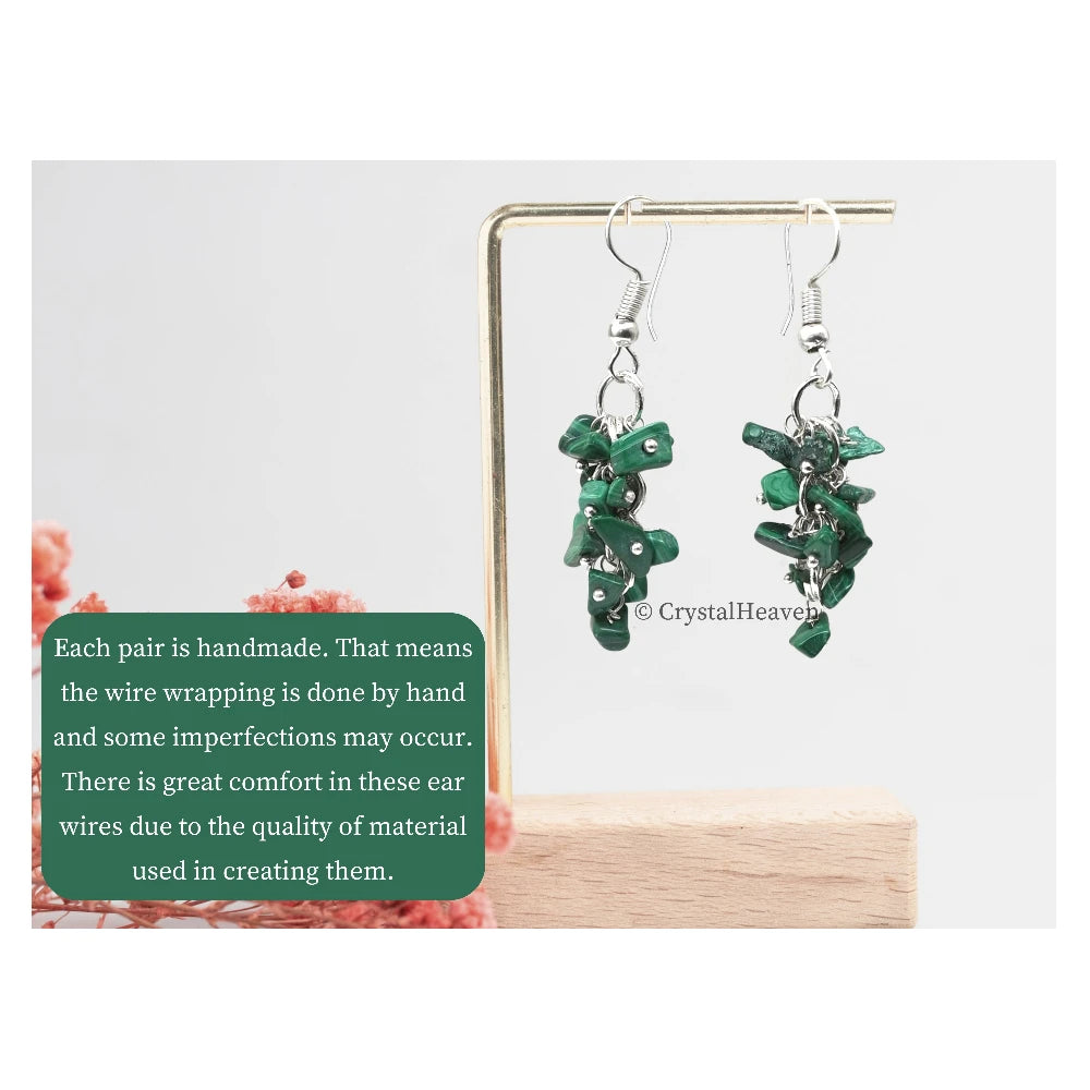 Malachite Crystal Earrings (Silver)