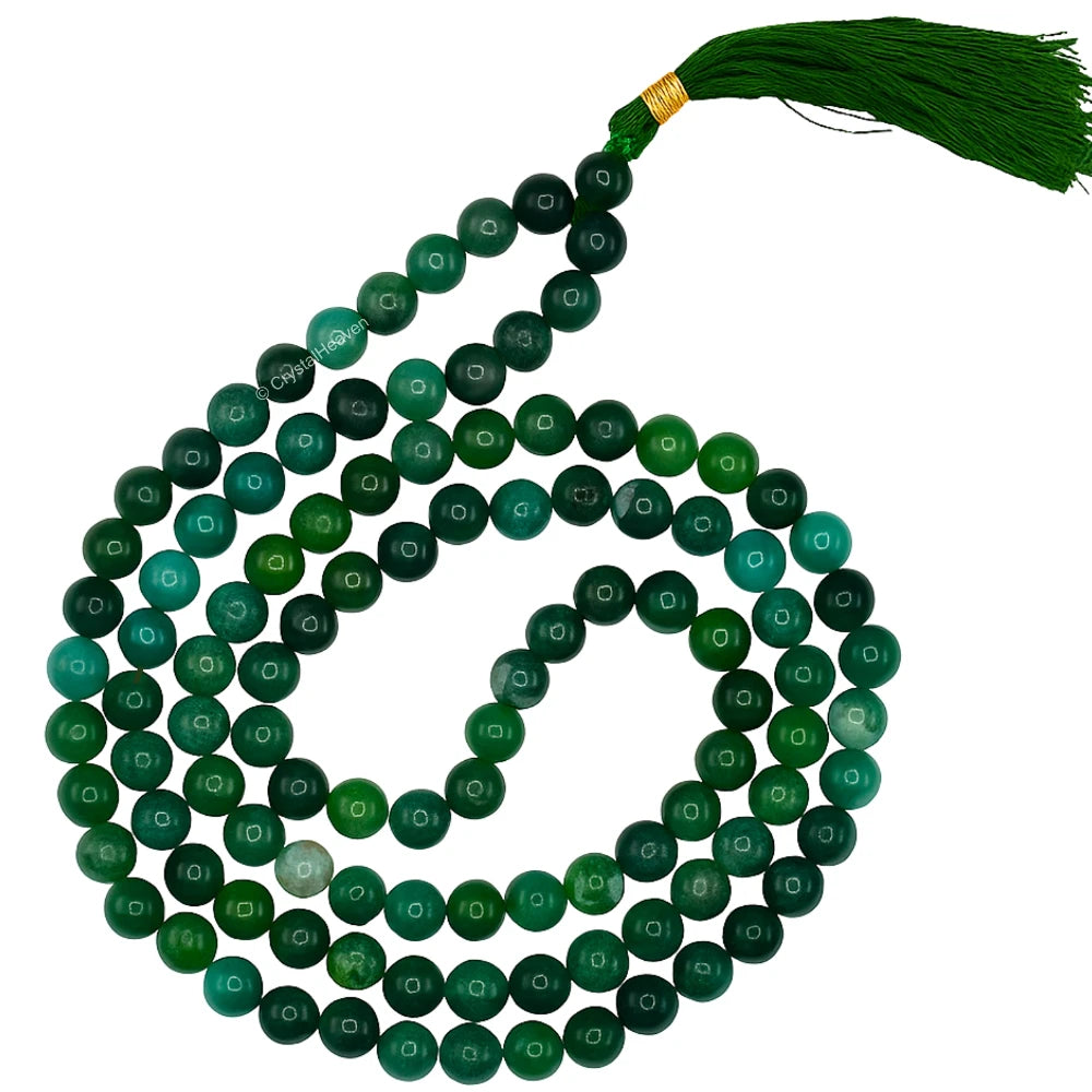 Moss Agate Japa Mala (Without Knot)