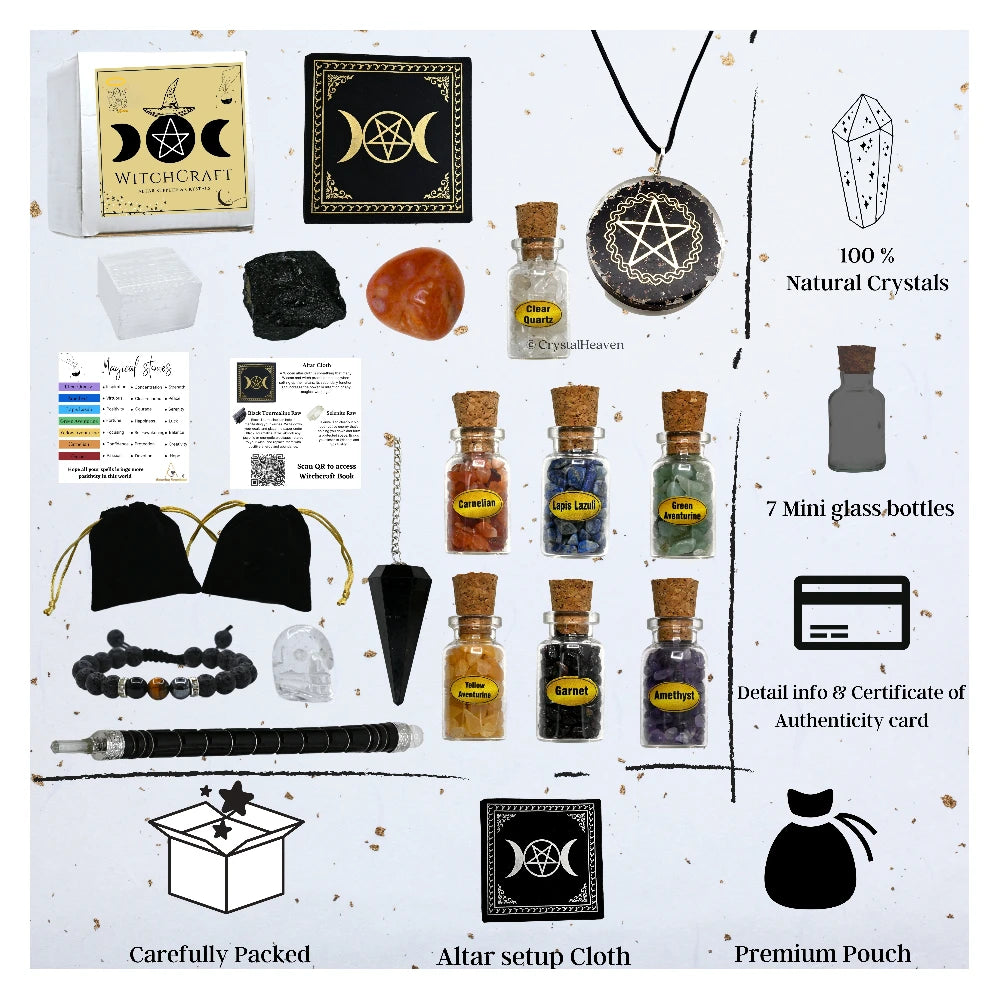 Spell Jars Kit for Witchcraft Supplies - Premium Set of 17