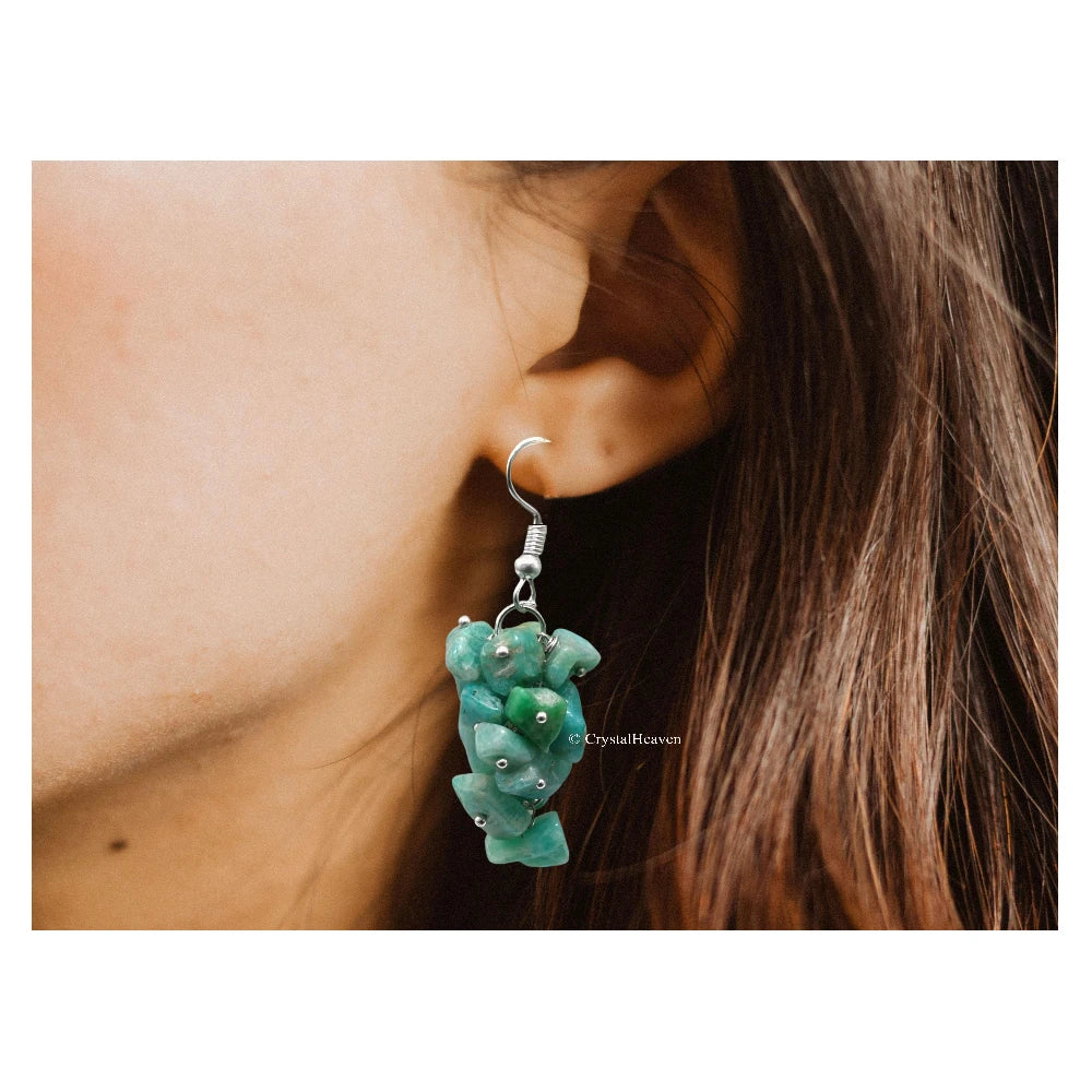 Amazonite Crystal Earrings (Silver)