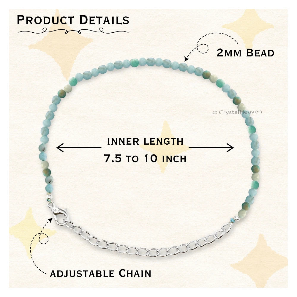 Amazonite Bracelets - 2mm Faceted Beads (Silver)