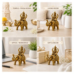 Lakshmi Sitting on Elephant Bass Idol Figurine (235 Gram, 3.2 Inch)